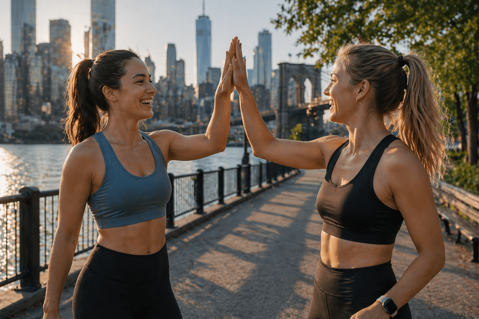 Women runners celebrating