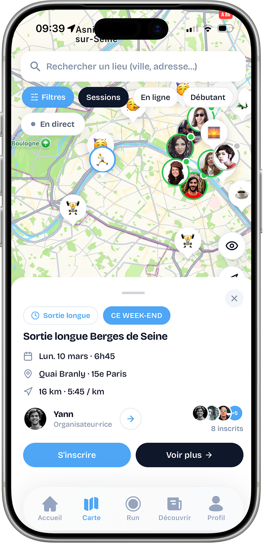Runly app screenshots: Map
