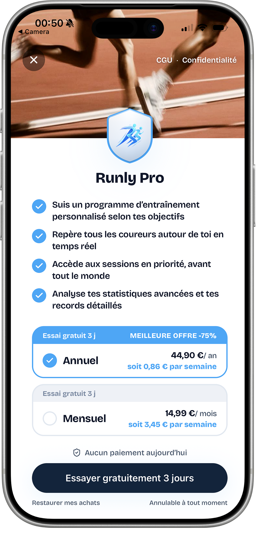 Runly app screenshots: Pro