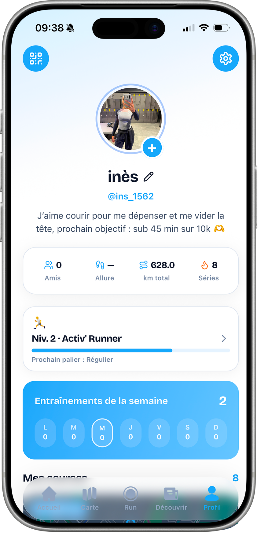 Runly app screenshots: Profile